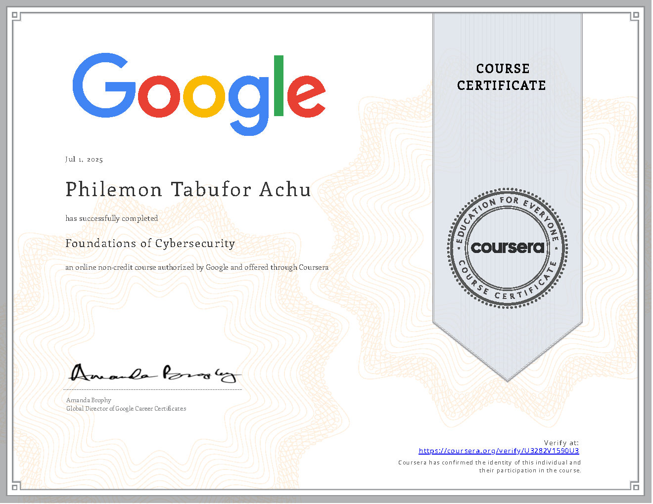 Course 1 Certificate